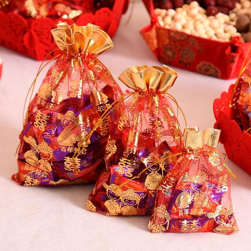 Wedding Candy Bags, Chinese Style Candy Bags, Tulle Bags for Candy, Wedding Supplies Collection, Wedding Gift Boxes, Candy Boxes