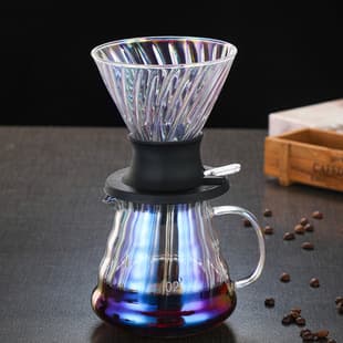 Coffee Drip Filter V60 Glass Server Pour Over Coffee Maker Set with Filters Borosilicate Glass