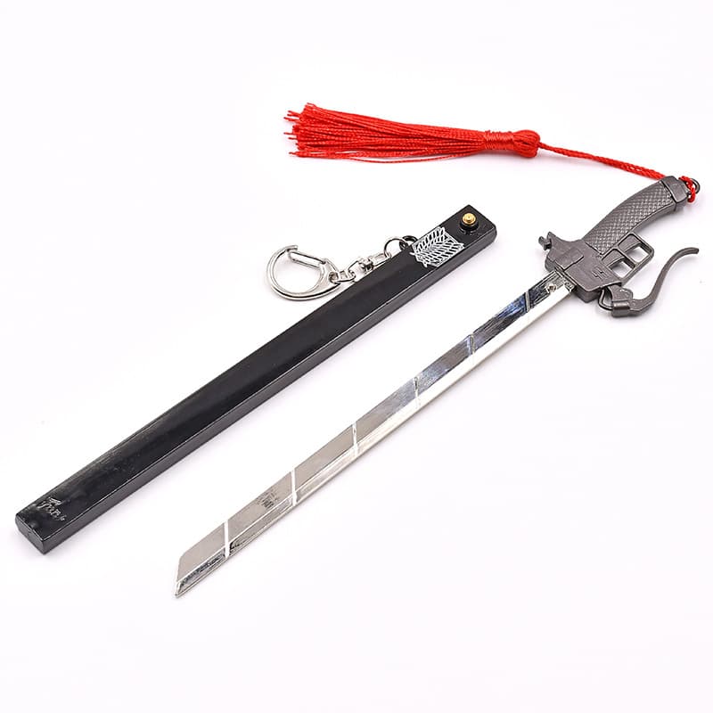 Attack on Titan Keychain Anime Merchandise Weapon Eren Mikasa Alloy Weapon Survey Corps Spring-Action Sheath Knife
