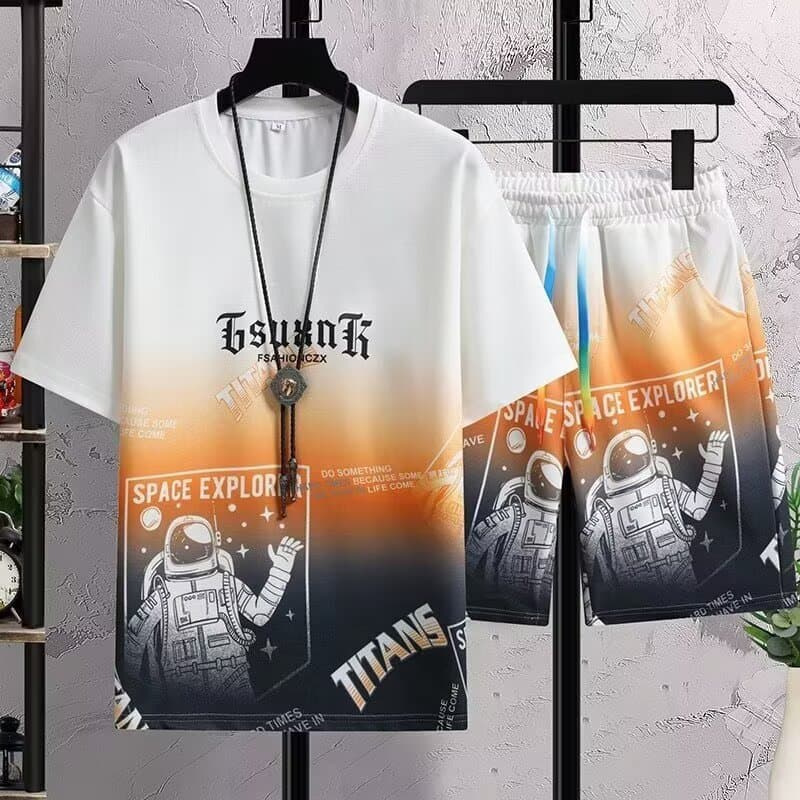 Chaolun Cloth Men's Casual Sport Suit New Summer Short Sleeve Shorts Youth Cross-Border Two-Piece Set