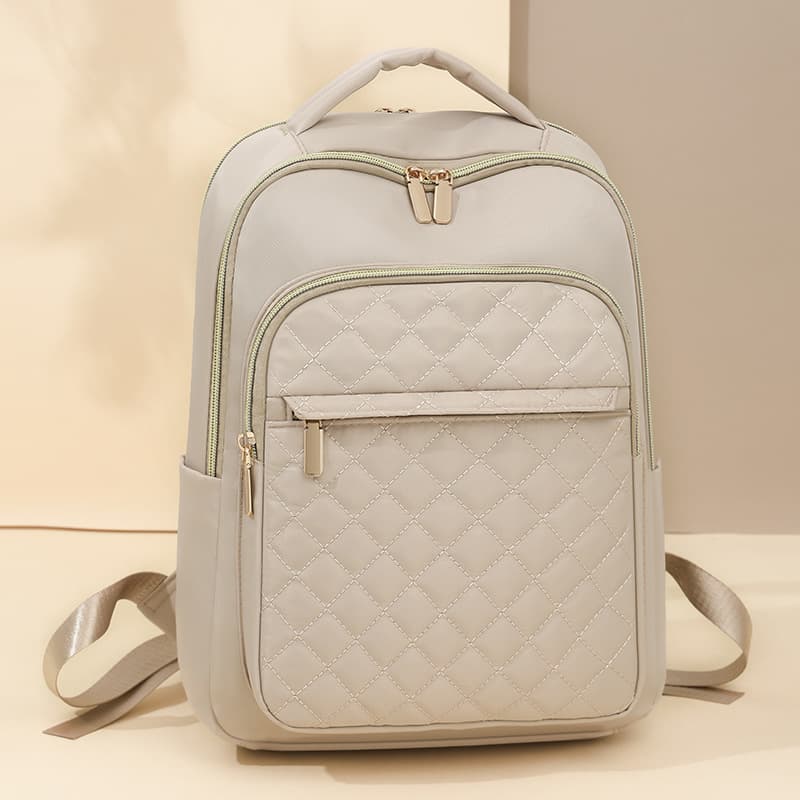 2026 Spring New Korean Style Women's Nylon Backpack Simple Lightweight Travel Backpack Embroidery Checkered Backpack for Women