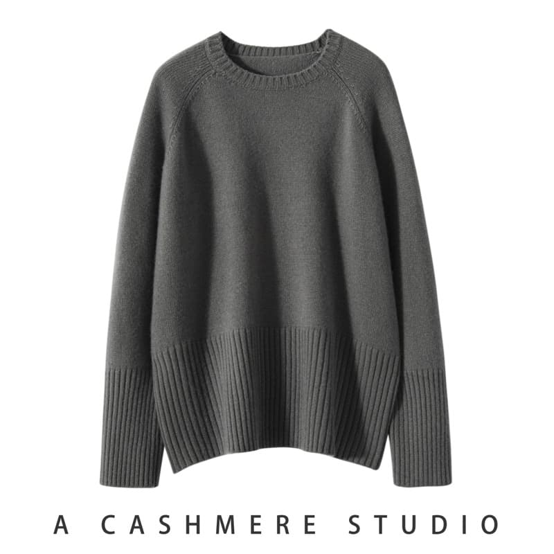 2025 Autumn/Winter New Fashion Cashmere Sweater for Women, Round Neck, Thick Loose Knit, Casual Solid Color Pullover
