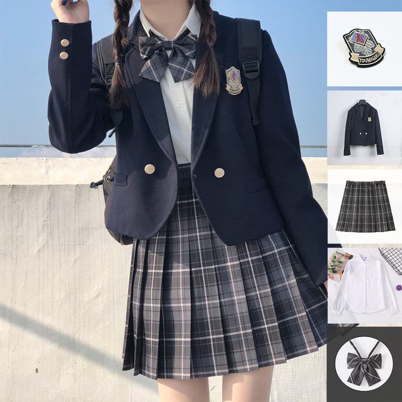 Aiduo JK Plaid Skirt Authentic Suit Uniform Set Autumn Winter Junior High School Girl Student Academy Style School Uniform
