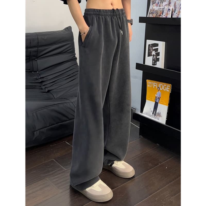 American Retro Washed Heavyweight Sweatpants for Men and Women, Spring and Fall Casual Loose Wide-Leg Pants, BF Lazy Style Straight-Leg Trousers