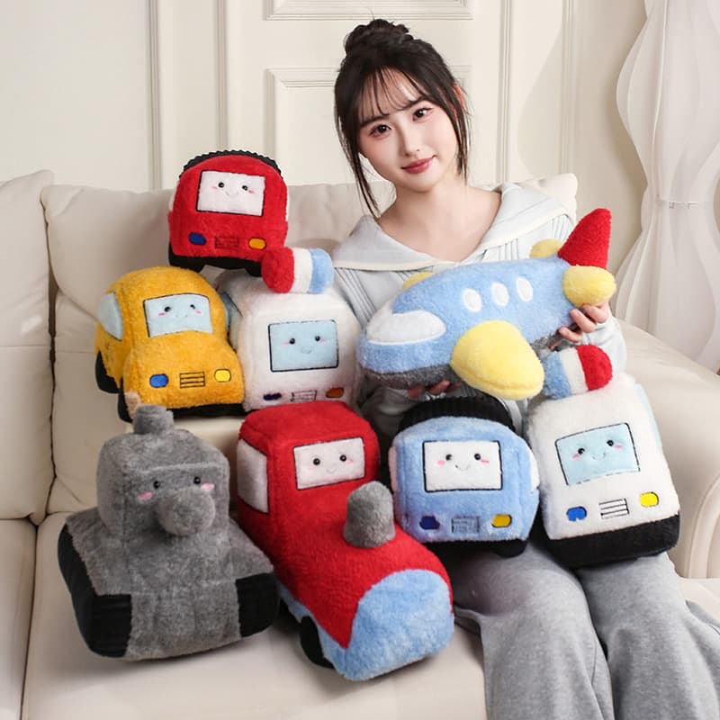 Cartoon Fun Car Bus Pillow Plush Toy Doll for Kids Sleeping Companion Boy Holiday Gift