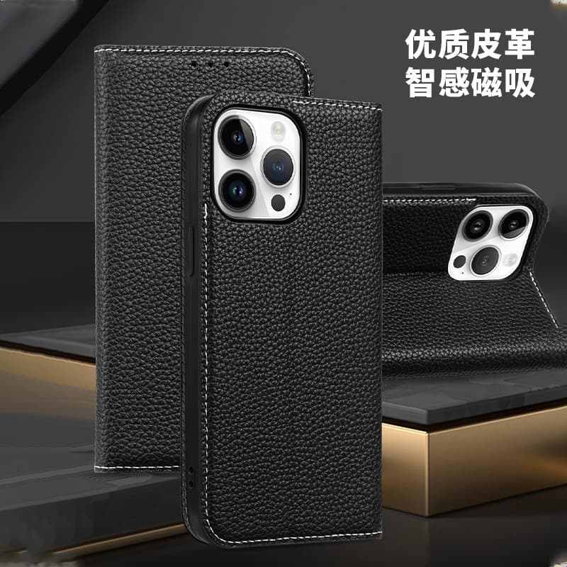 Custom Compatible with iPhone 13 Case, iPhone 14 Pro, iPhone 14 Plus Flip Genuine Leather Shockproof Full Coverage Leather Men Women