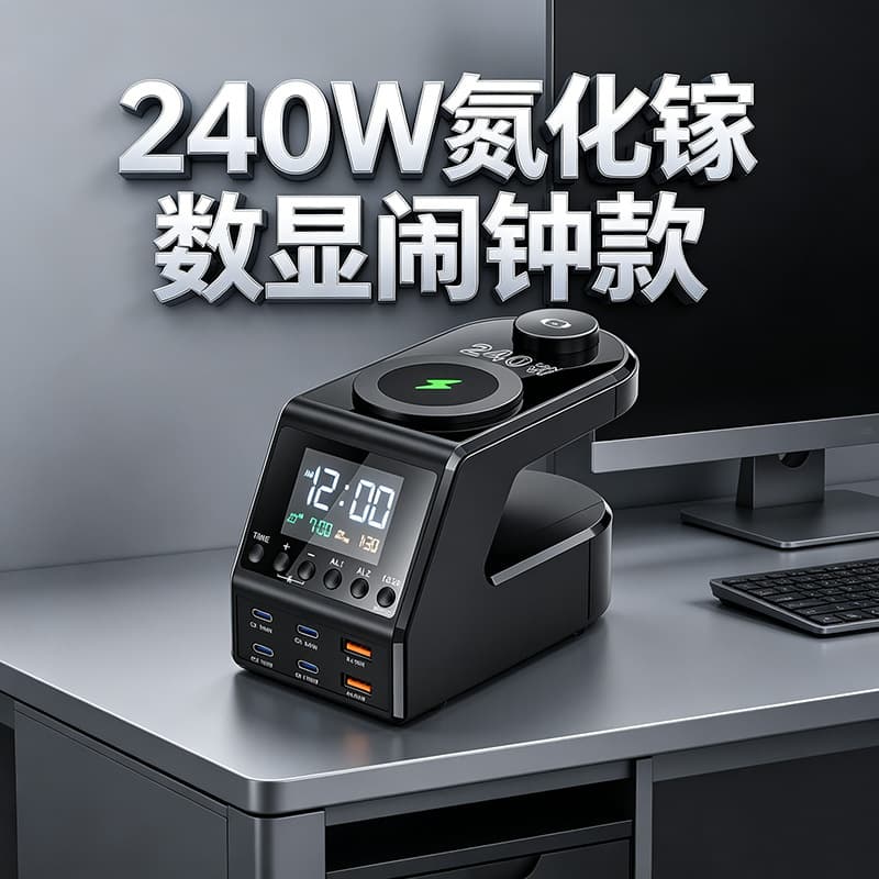 Cross-border private model alarm clock multi-port multi-function charger 240w all-in-one digital clock mobile phone charger