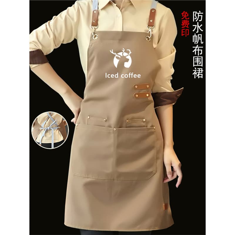 Hairdresser Shop Work Clothes Logo Printed Canvas Milk Tea Female Flower Shop Printed Waterproof Catering Coffee Apron