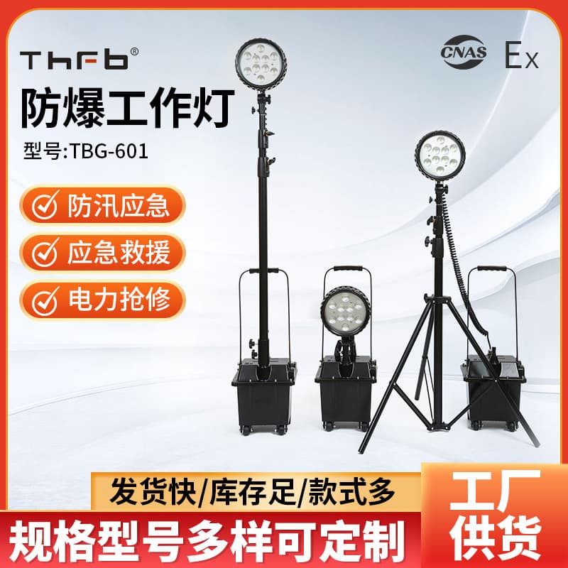 FW6101BT Explosion-proof Mobile Work Light for Flood Emergency and Power Repair, Portable Lifting Floodlight