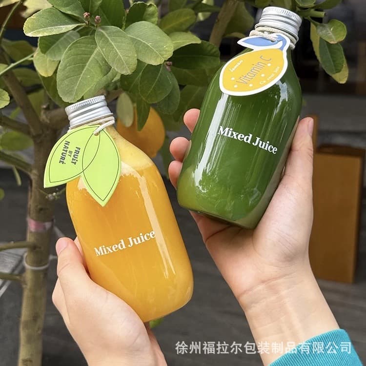 New Drop-Shaped Milk Tea Bottle Cold Brew Fruit Juice Bottle Light Fasting Creative Tag Cup PET Fruit Wine Plastic Bottle