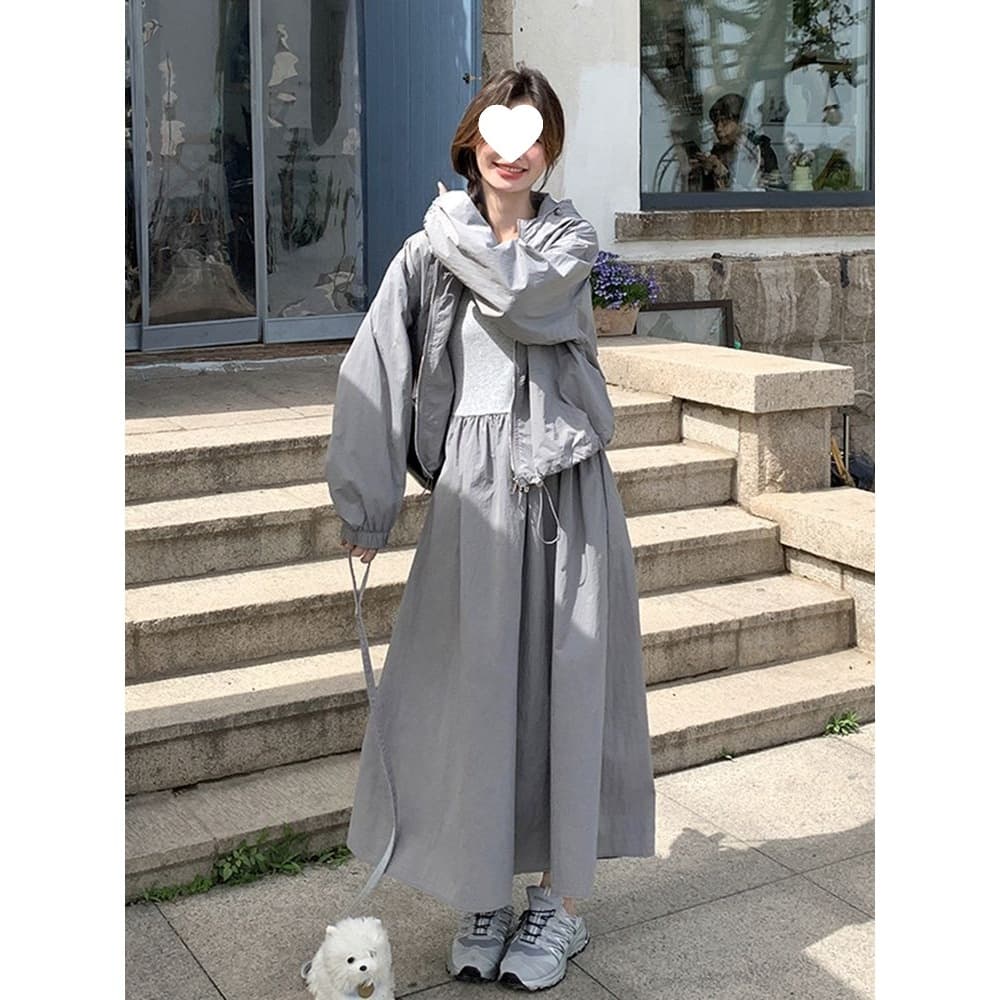 Plus Size 300lb Slimming Workwear Jacket Dress for Women, Casual Two-Piece Set, Vest Dress