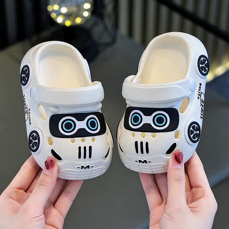Children's Summer Slippers, Cartoon Non-Slip Soft Sole Indoor and Outdoor Car Baby Closed-Toe Clog Slippers for Boys and Girls