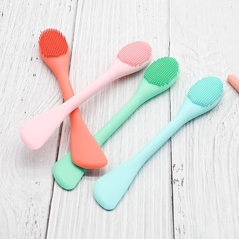 Silicone Facial Cleansing Brush & Mask Applicator Dual-Head Beauty Brush Mud Mask Spatula