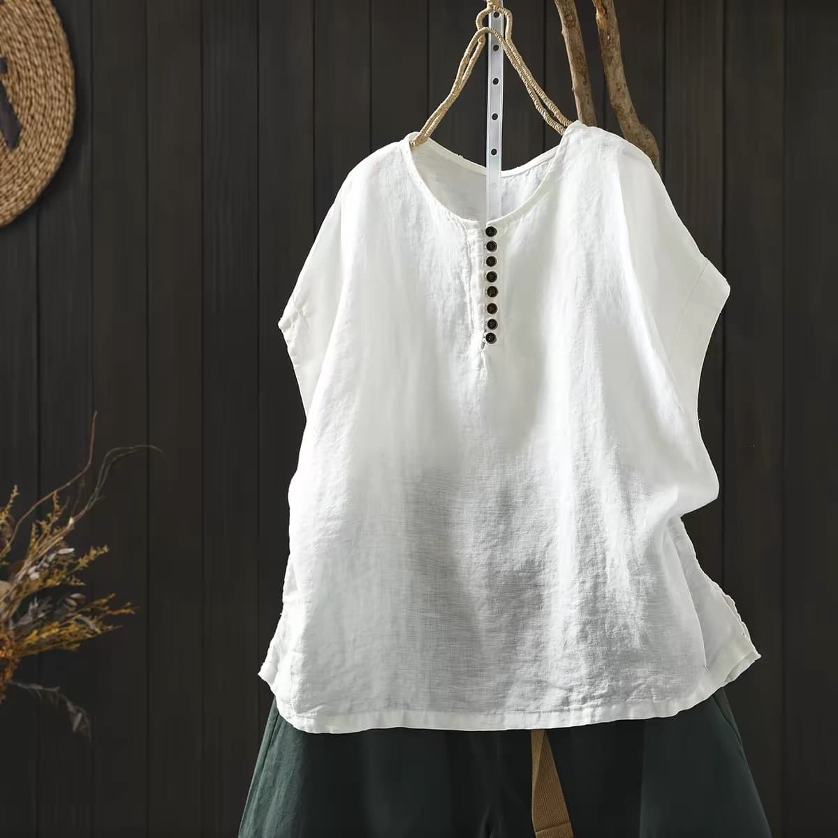 Cotton Linen T-Shirt Top for Women Summer 2026 New Style Sleeveless Plus Size Trendy Retro Non-Clashing Fashionable Pullover Blouse