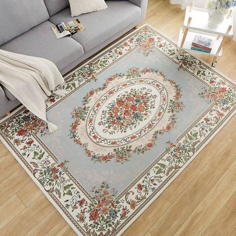 European-style Retro Printed Carpet Coffee Table Living Room Bedroom Bedside Floor Mat Door Non-slip Simple Home Retro Foot Mat