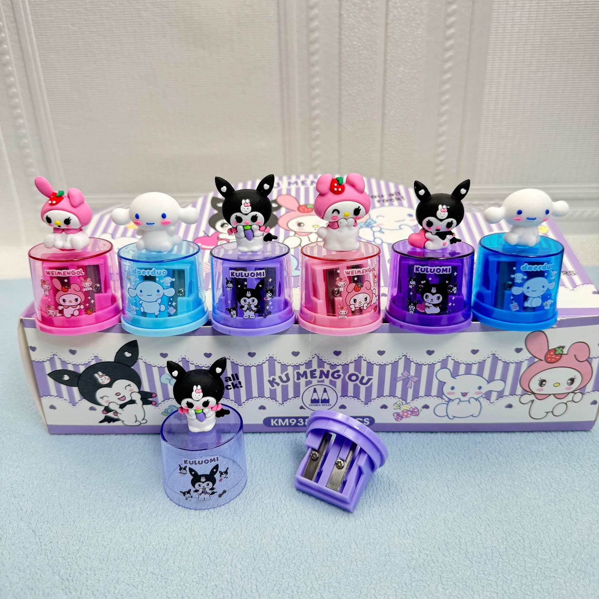 Sanrio Kurome Melody Cinnamon Dog Double Hole Pencil Sharpener Mini Pencil Sharpener Stationery Prize Planer