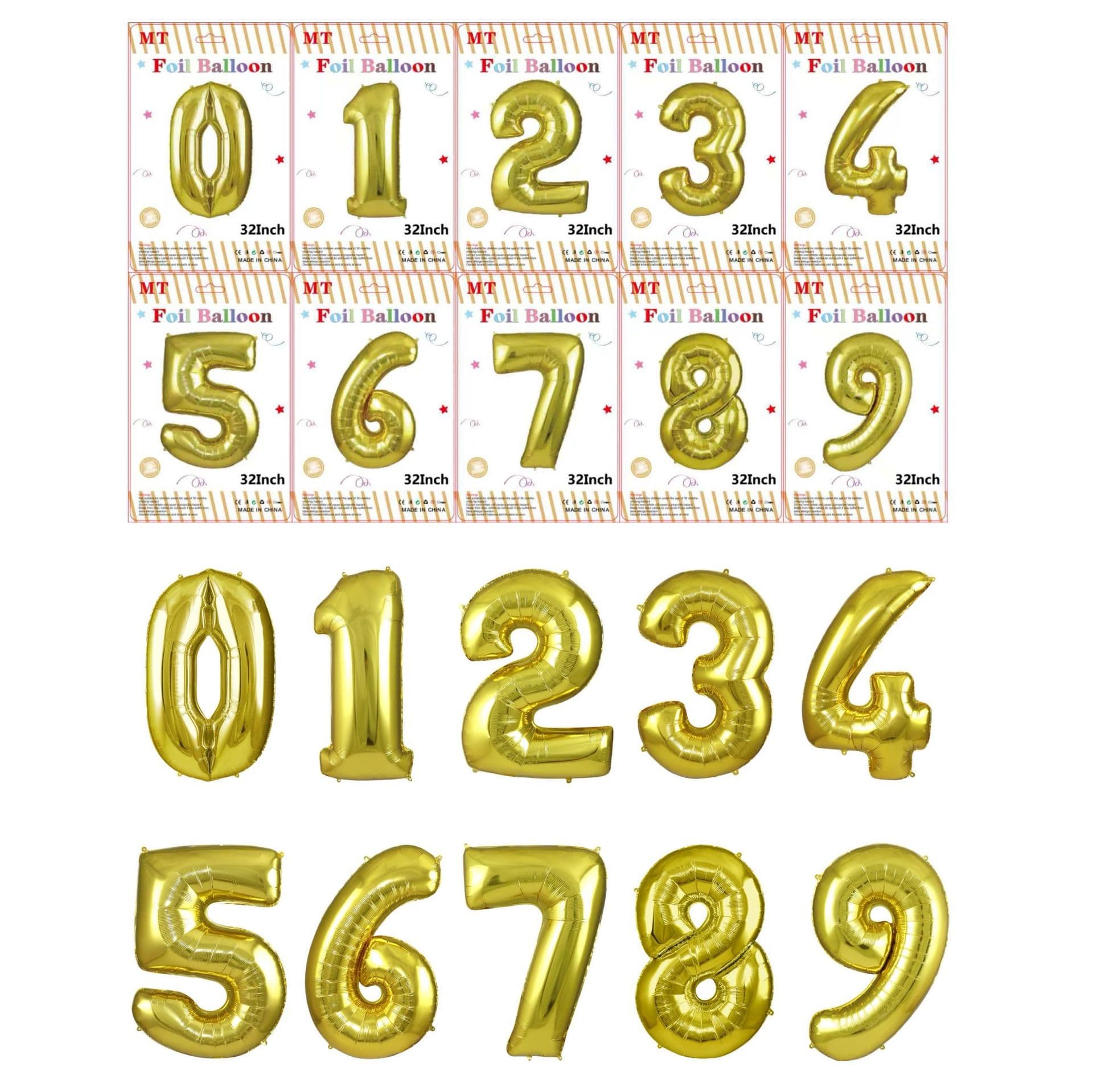 32-inch Plump Digital Foil Balloon for Baby Birthday Party Decoration in Gold, Silver, Rose Gold