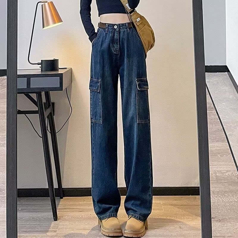 Summer Work Jeans for Men and Women, Thin Straight Loose Fit, Slimming Floor-Length Pants, 2025 New High-Waist Retro Wide Leg