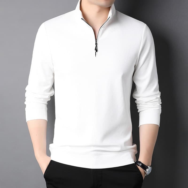 2026 Spring/Autumn New Men's Sweatshirt Simple Casual Loose Half-Zip High Neck Solid Color Long Sleeve Base Layer Top