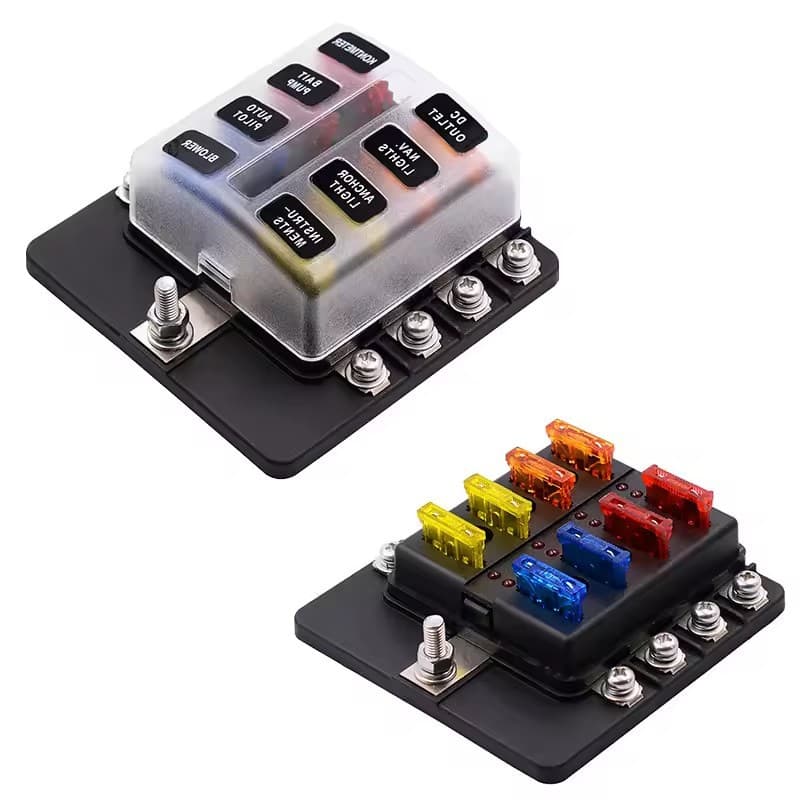 8-Way Fuse Holder Fuse Box LED Automotive Light Boat Yacht Modification Accessory 1 In 8 Out with Indicator Light