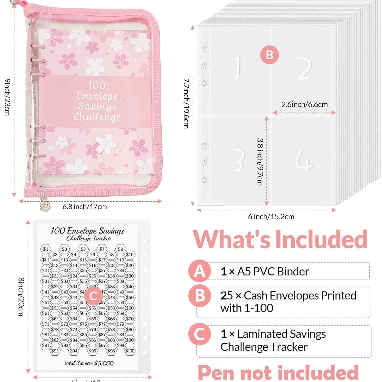 100EnvelopeChallenge loose-leaf notebook 100-day money saving notebook challenge cash savings
