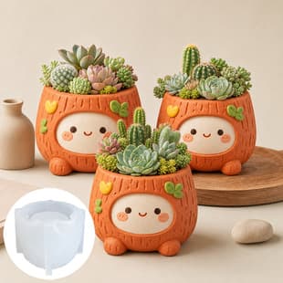 DIY Handmade Simulation Cute Cartoon Potted Plant Plaster Flower Pot Silicone Mold Cement Container Mold in Stock