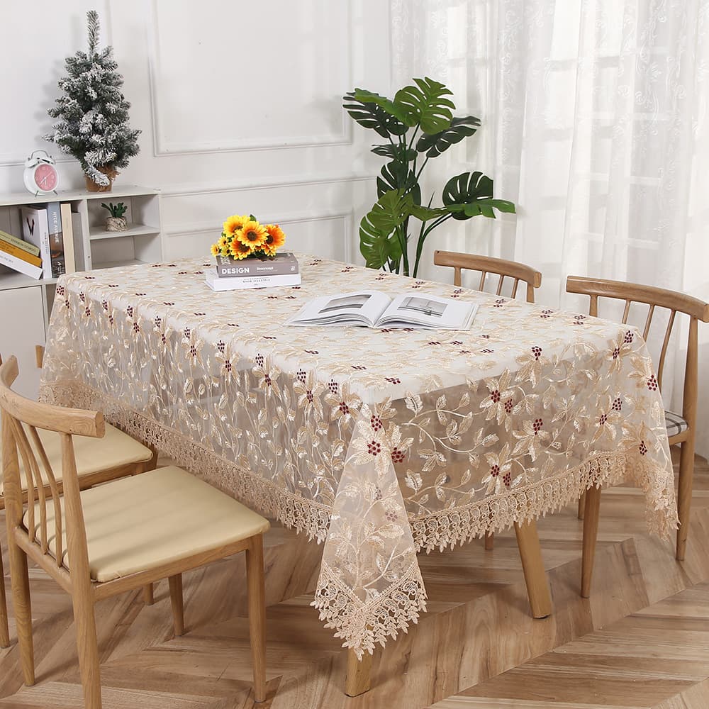 Cross-border Fresh Embroidered Large Tablecloth Simple Decorative Dining Table Cloth Light Luxury High-end Rectangular Coffee Table Cover