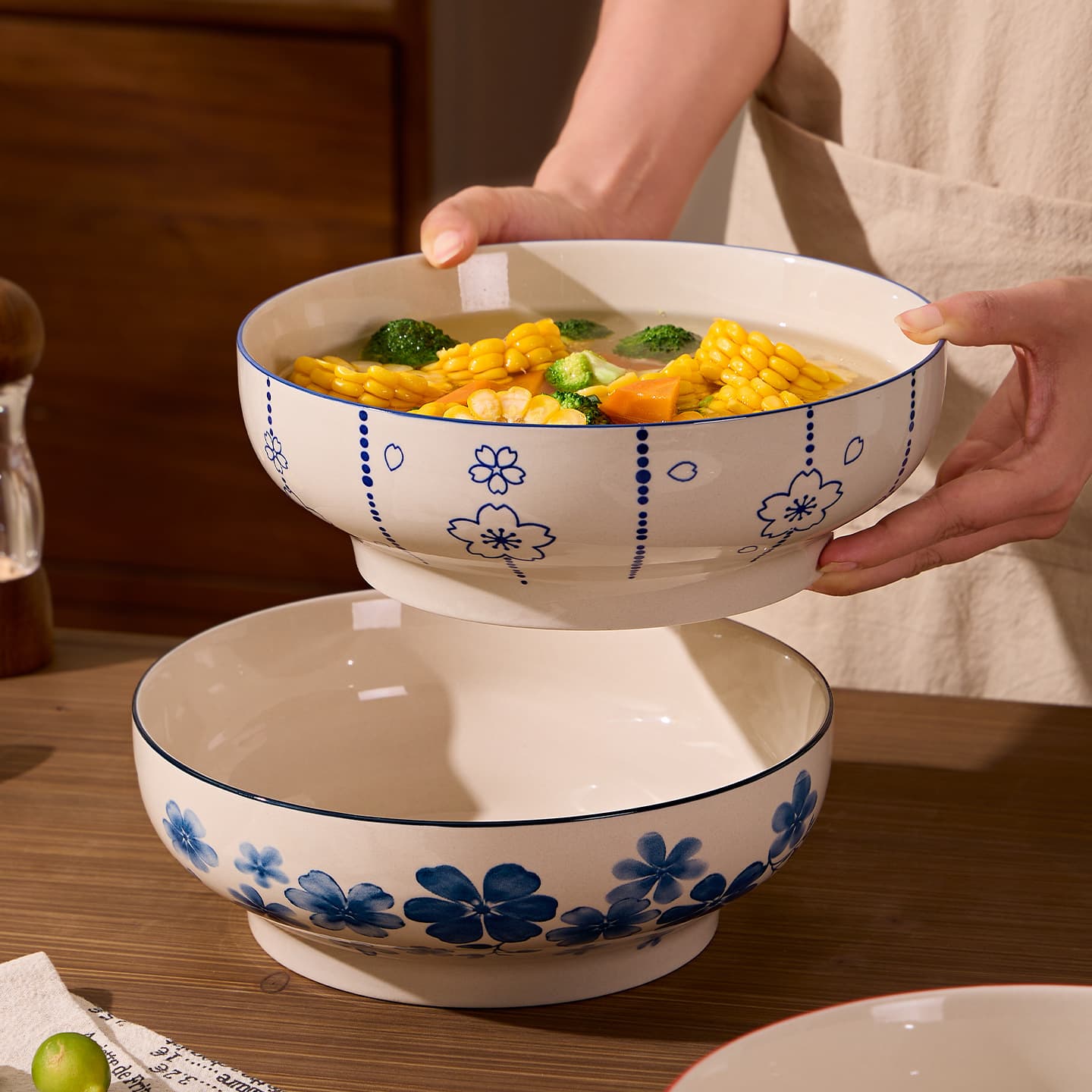 Pickled fish large basin household large simple soup bowl ceramic plate bowl boiled fish large capacity soup basin large bowl