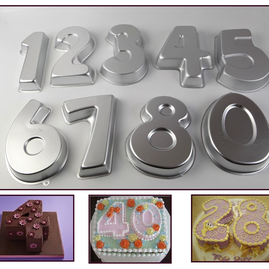 0-9 Number Cake Mold Cartoon Cake Mold Cartoon Animal 3D Aluminum Alloy Cake Mold Home DIY Baking