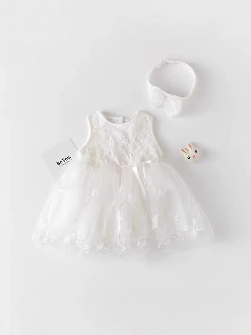 Korean Style Baby Girl Summer Dress, A-Grade Cotton Lace, Premium Quality for 100-Day Celebration, 1-Year-Old Princess Dress