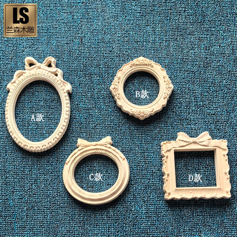 Dongyang Wood Carving European Vintage Photo Frame Mirror Decoration French Style Frame Hollow Carving Wall Decor Relief Wooden Floral Wedding