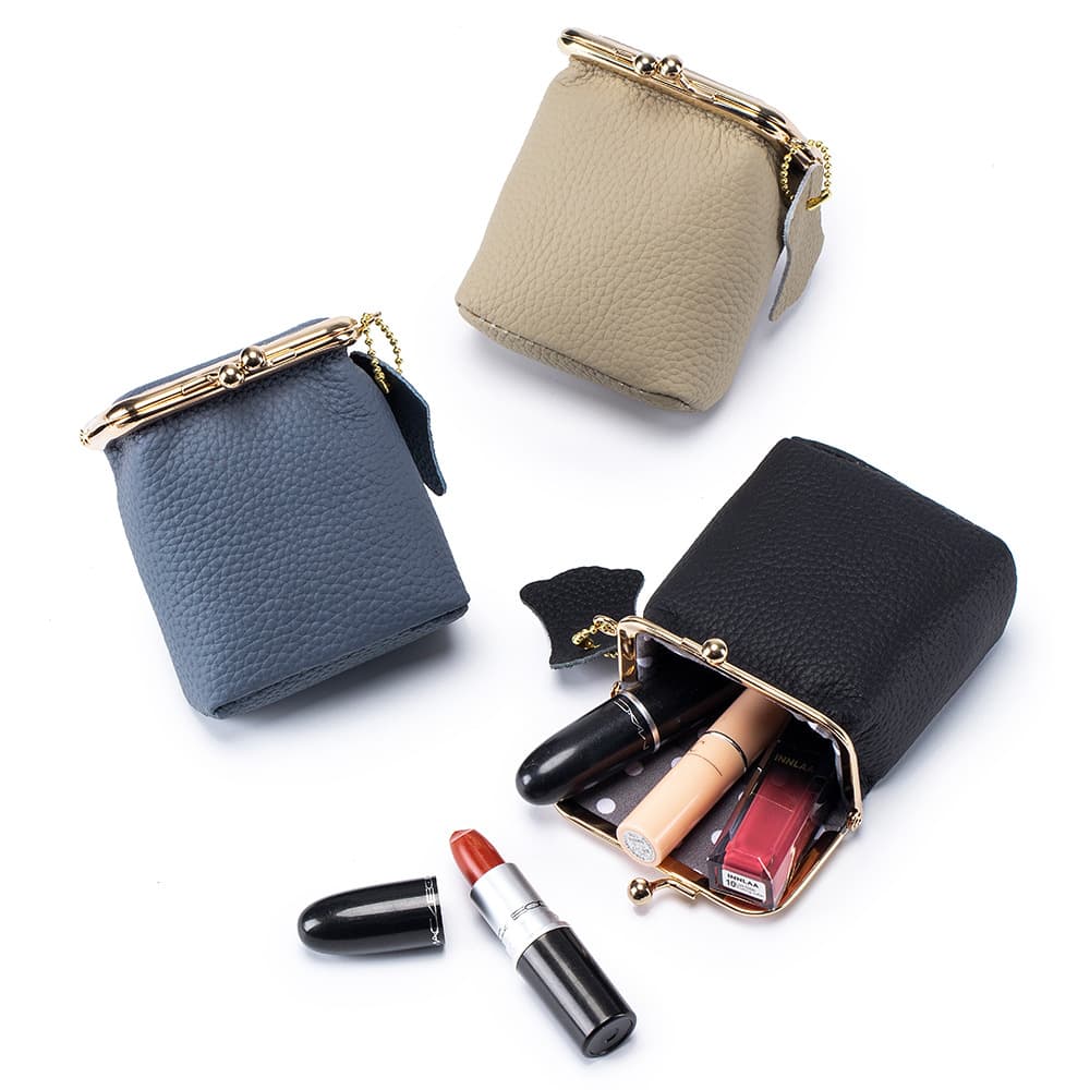 Genuine Leather Mini Red Envelope Litchi Pattern Lipstick Box Instagram Style Multifunctional Women's Convenient Storage Bag Change Coin Bag