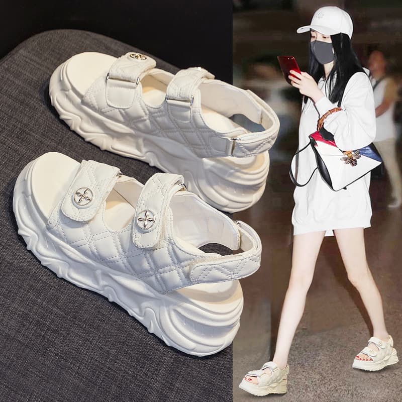 Women's sandals, fairy style, 2025 new summer versatile women's platform Velcro sports beach sandals
