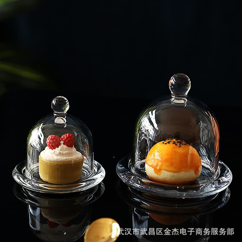 Lemon cup with lid, household glass cover, fruit tasting plate, dessert cake tray, commercial display plate, tasting plate