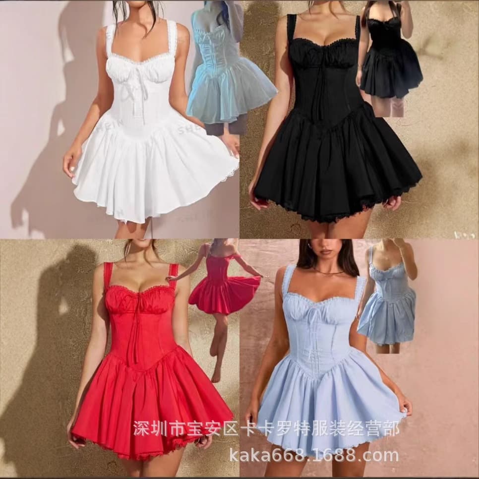 Xiyin Women's Shein Cross-border Foreign Trade New Special Clearance Sling Backless 2024 Siaman Skirt Final Clearance