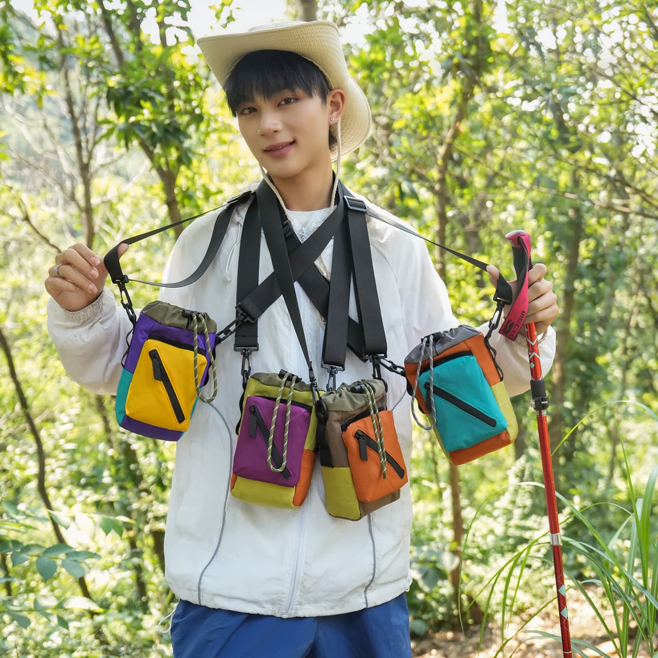 Retro Contrast Color Outdoor Water Bottle Bag Women's New Street Trend Shoulder Bag Fashion Sports Crossbody Bucket Bag