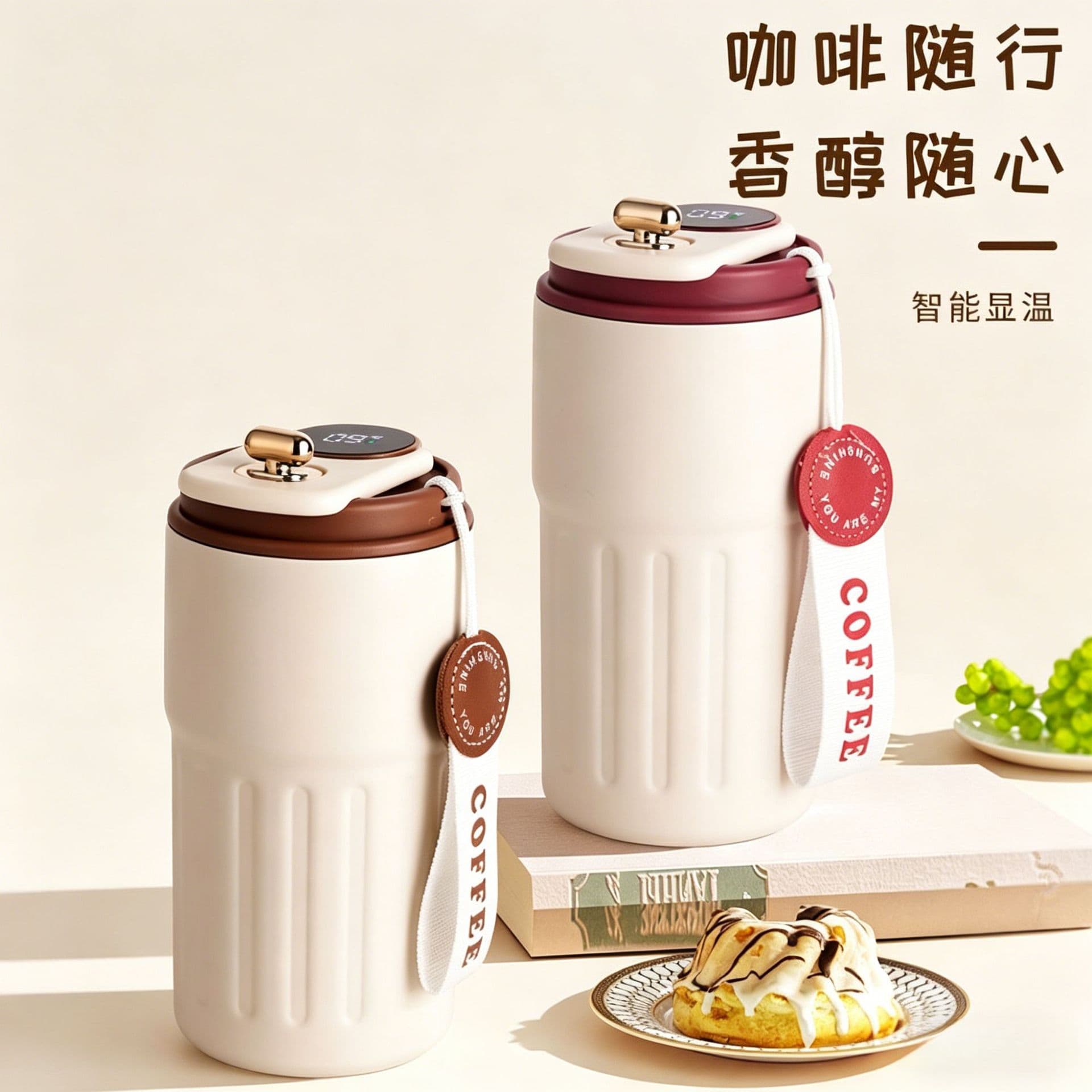 Smart Temperature Display Coffee Cup Vacuum 316 Stainless Steel Insulated Mug High Appearance Car Travel Portable Anti-Drop Water Bottle