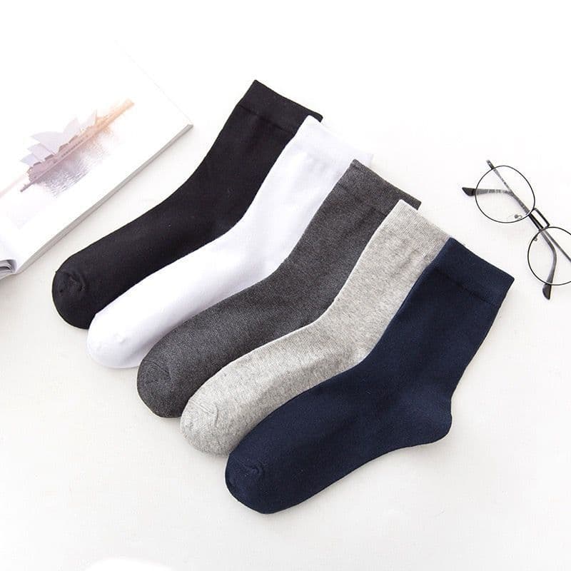Black, White, Gray Mid-Calf Socks, Autumn/Winter Men's Socks, Mid-Calf, Spring/Autumn Cotton Socks, Odor-Resistant, Casual, Versatile Business Men's Socks