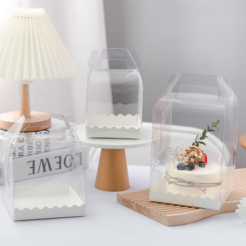 Thickened transparent portable cake box 3 inches, 4 inches, 5 inches, portable birthday cake box, heightened transparent pop-up box