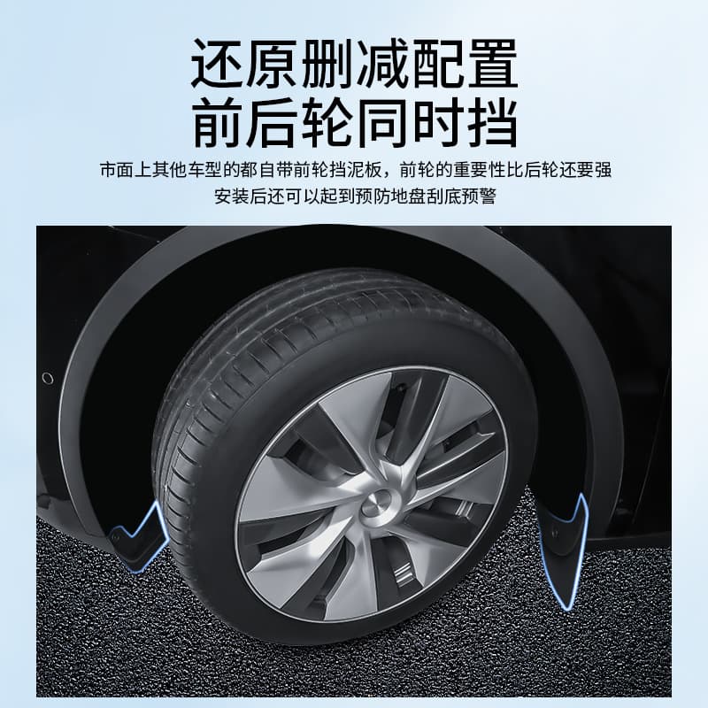 Short front mudguards for Tesla Model Y (2024 refresh) - tire splash guards, upgrade accessories, drop shipping available