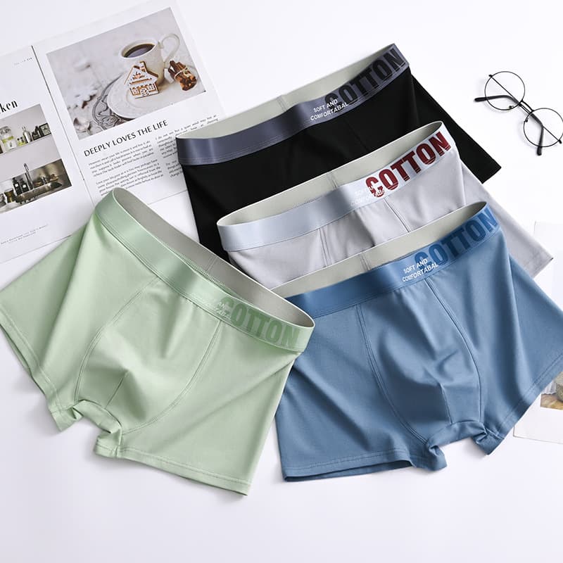 Men's Underwear, Pure Cotton Boxer Shorts, Graphene Lined Crotch, Teenage Sports Trendy Boys' Underwear with Antibacterial Properties