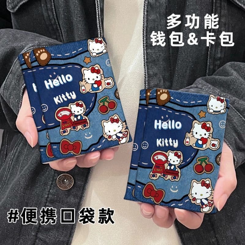 Hello Kitty Tri-Fold Wallet New Creative Couple Coin Purse Multi-Function Card Holder Integrated Multi-Slot Cute Small Bag
