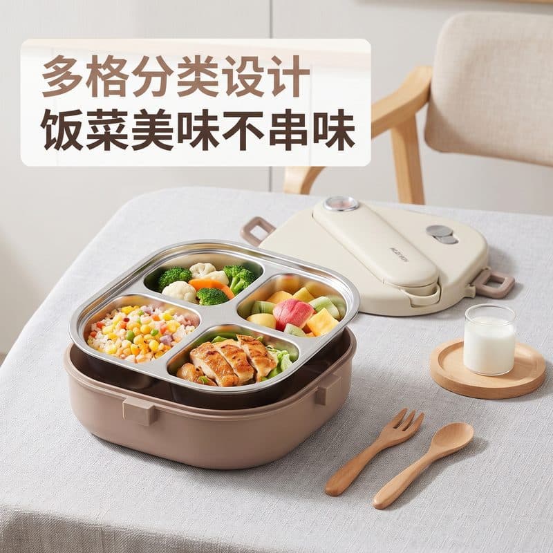 304 stainless steel children's lunch box with compartments, anti-odor seal, leak-proof with tableware, portable lunch box for primary school students to go to school