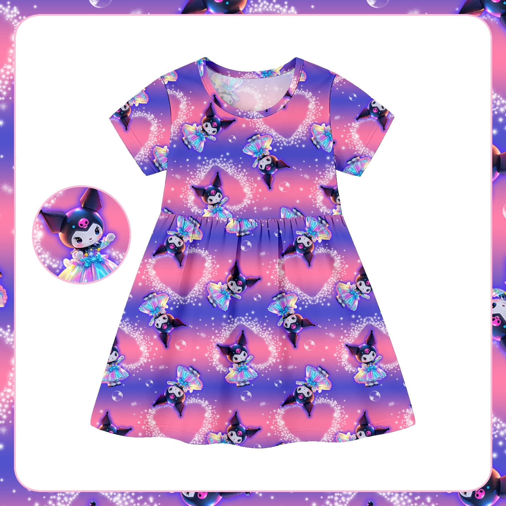 Girls' Pajamas, Nightgowns, Dresses, Thin Home Clothes for Small and Medium-Sized Children, Summer Girls' Short-Sleeved Pajamas, Dresses