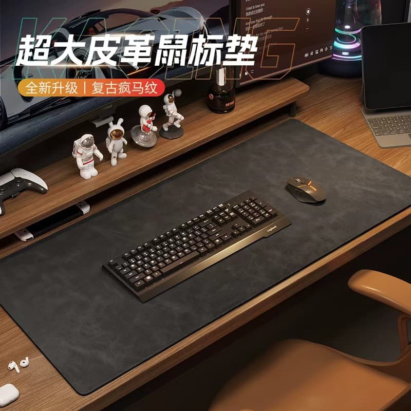 Wholesale Crazy Horse Leather Mouse Pad Office Extra Large Computer Desk Pad Skin-Friendly Leather Desk Mat Study Writing Table Pad