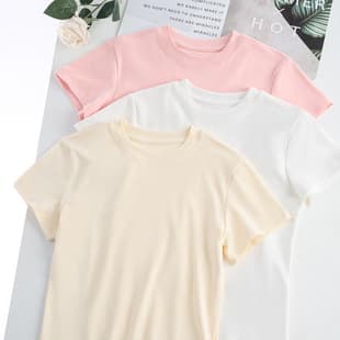 Short Sleeve Korean Style T-Shirt for Women, Casual Regular Shoulder 2025 New Slim Fit Figure-Flattering Undershirt Top