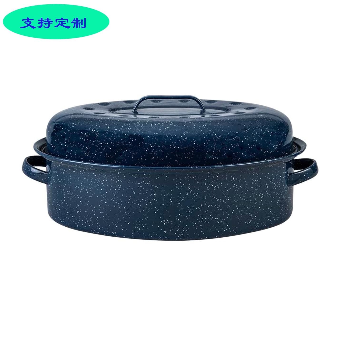 15-Inch 17-Inch 18-Inch Enamel Roaster Oven Blue Amazon Best-Selling Enamel Pan Enamel Pot Enamel Turkey Pot