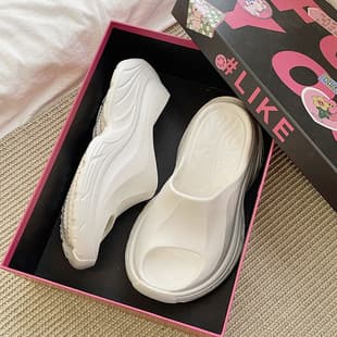 Women's Thick-Soled Platform Flip-Flops, Summer Outdoor Sandals, Beach Shoes, Height-Increasing Slippers for Short Women