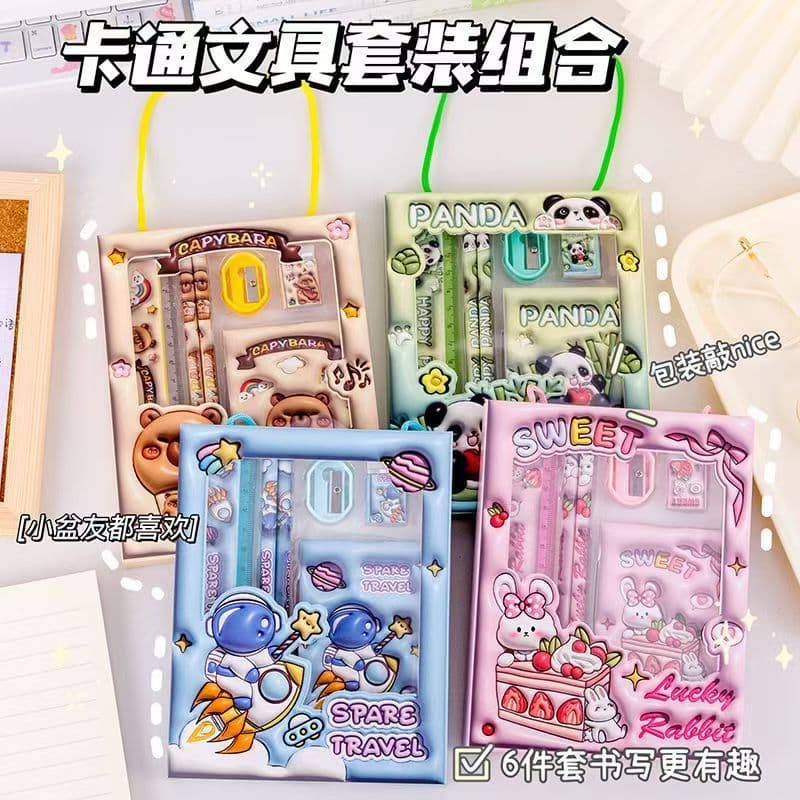 Back-to-School Stationery Set Cartoon Handbag Style 6-Piece Children's Gift Box