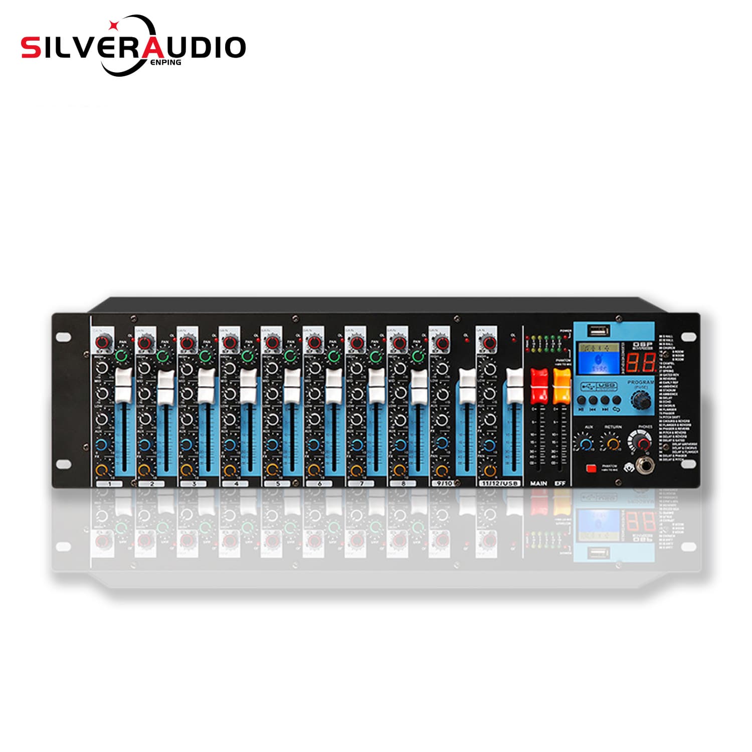 Cross-border Professional Mixer Sound Card Interface 12-Channel Digital USB Bluetooth Built-in 99 Mixing Effects Console